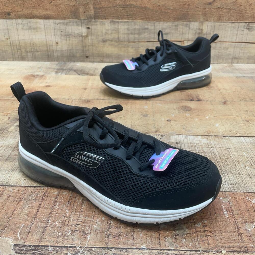 Skechers SN 12588 Shoes Womens Size 8 38 Black Mesh Air Cushion Comfort Sneaker